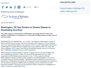 Washington DC Eye Doctors to Donate Glasses to Developing